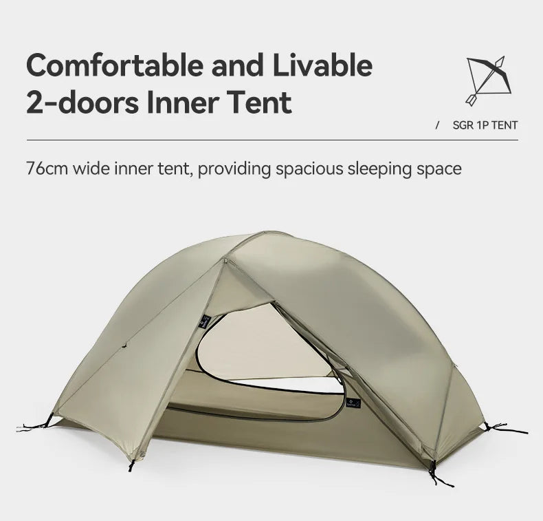 Thous Winds SGR 1-Person Backpacking Tent, 3-Season Ultralight Hiking Tent, 15D Nylon Ripstop Both Side Silicon Camping Tent