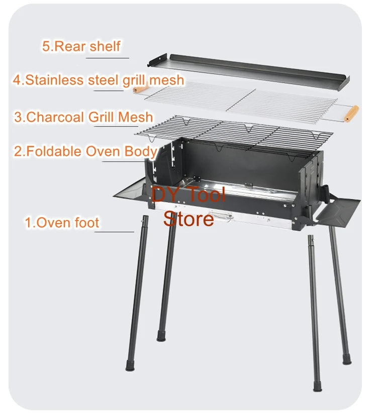 Outdoor Grill Courtyard Portable Household Charcoal Stainless Steel Barbecue Stove Camping Stove Barbecue Stove