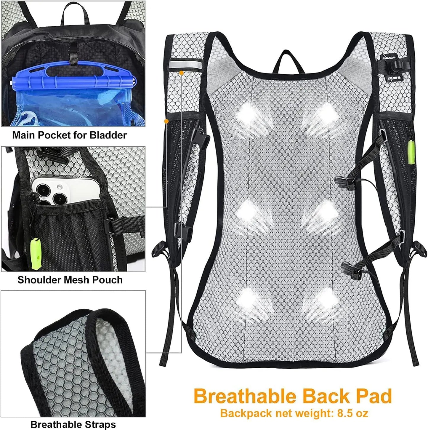 1PC Hydration Pack Lightweight Hydration Water Backpack, Running Backpack Hydropack Hydro with 2L Water Bladder for Cycling
