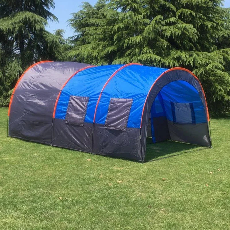 New Exercise BBQ Camping Large Tunnel Tent One Room Two Living Rooms Rainproof Ten People Outdoor Equipment Camping Supplies