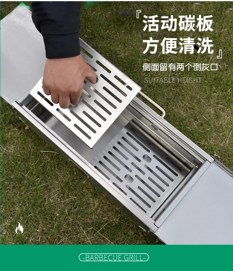 Portable Outdoor Folding BBQ Stainless Steel Charcoal Barbecue Grill for Camping and Picnics
