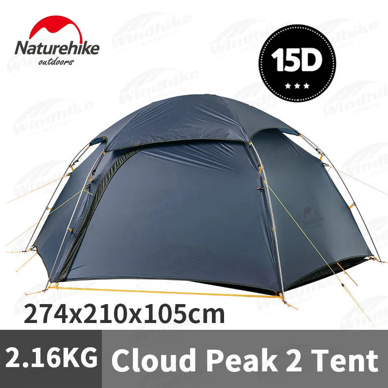 Naturehike 15D Cloud Peak Camping Tent Outdoor Camping Ultralight 2 Persons 15D Silicone 4 Seasons Hiking Tent With Free Mat