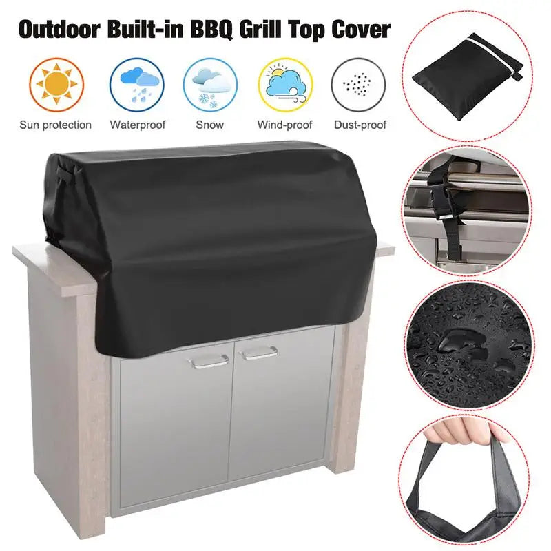 Waterproof Windproof Grill Covers For Built-In Barbecue Grill Top With Waterproof Coating Outdoor BBQ Grill Top Windproof Covers