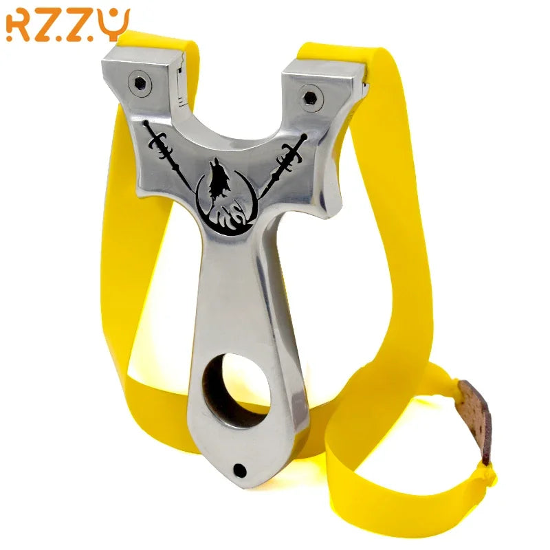 Professional Hunting Slingshot High Quality Stainless Steel Catapult with Flat Rubber Band for Outdoor Shooting Sport Accessorie