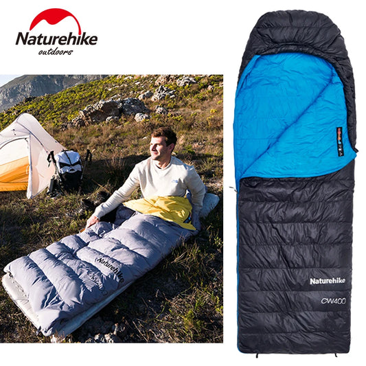 Naturehike CW400 Sleeping Bag Winter 650FP Duck Down Hooded Hiking Sleeping Bag 20D Nylon Waterproof Ultralight Envelope Warm