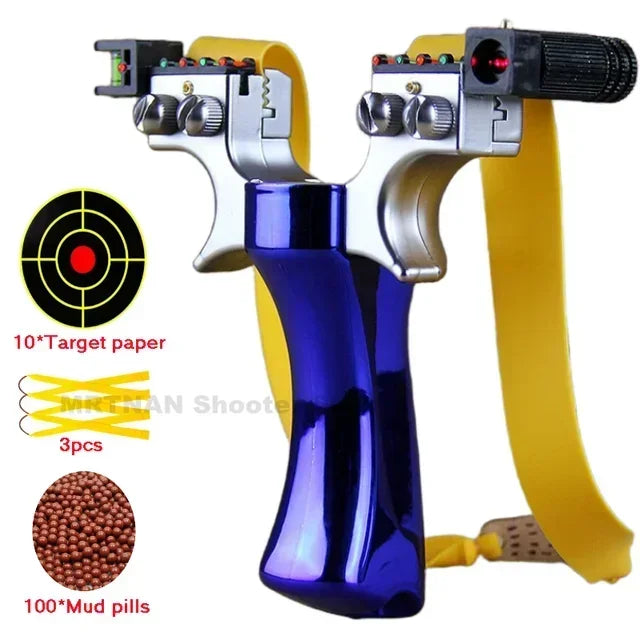 Powerful Laser Slingsshot Upgrade Outdoor Shooting Catapult Double Screw Quick Pressure Rubber Band Hunting Slingshot