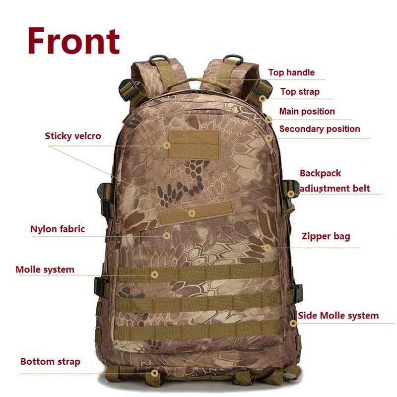 Men's Tactical Backpack Army Molle Assault Bag Outdoor Hiking Trekking Camping Hunting Bag Multicam Camouflage Backpack Mochila