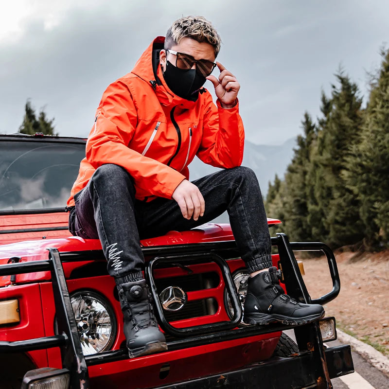 FEHER MQZ Series Motorcycle Boots for Men All-season Protective Wear-resistant Motorcycle Riding Hiking Urban Commuting Shoes