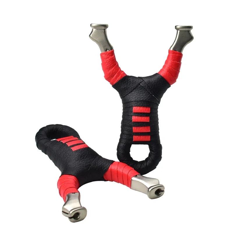New Style Stainless Steel Powerful Slingshot with Tube Rubber Band Mud Balls Slingshot Catapult Bag for Hunting Outdoor