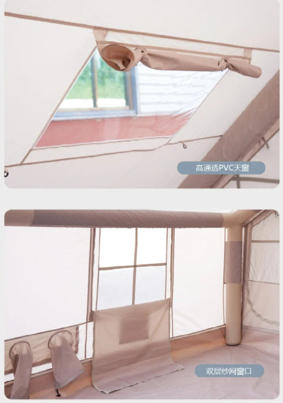 7.5㎡ Large Inflatable Tents with Air Column Set for Rainproof & Waterproof Outdoor Camping 420D Oxford Fabric Inflatable Marquee