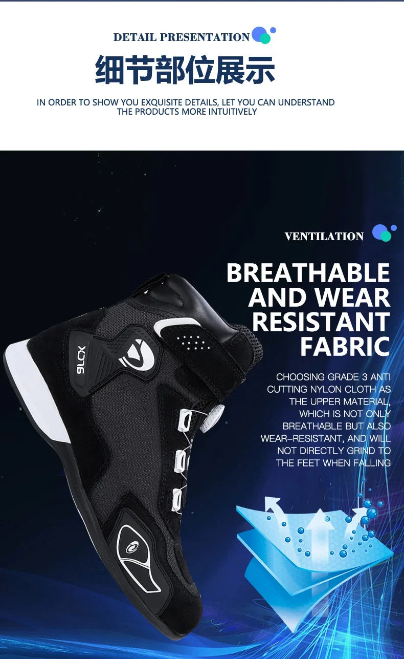 ARCX Black Motorcycle Protective Boots Men's Shoes Summer Breathable Knob Adjustment Design Anti-fall Durable Riding Equipment