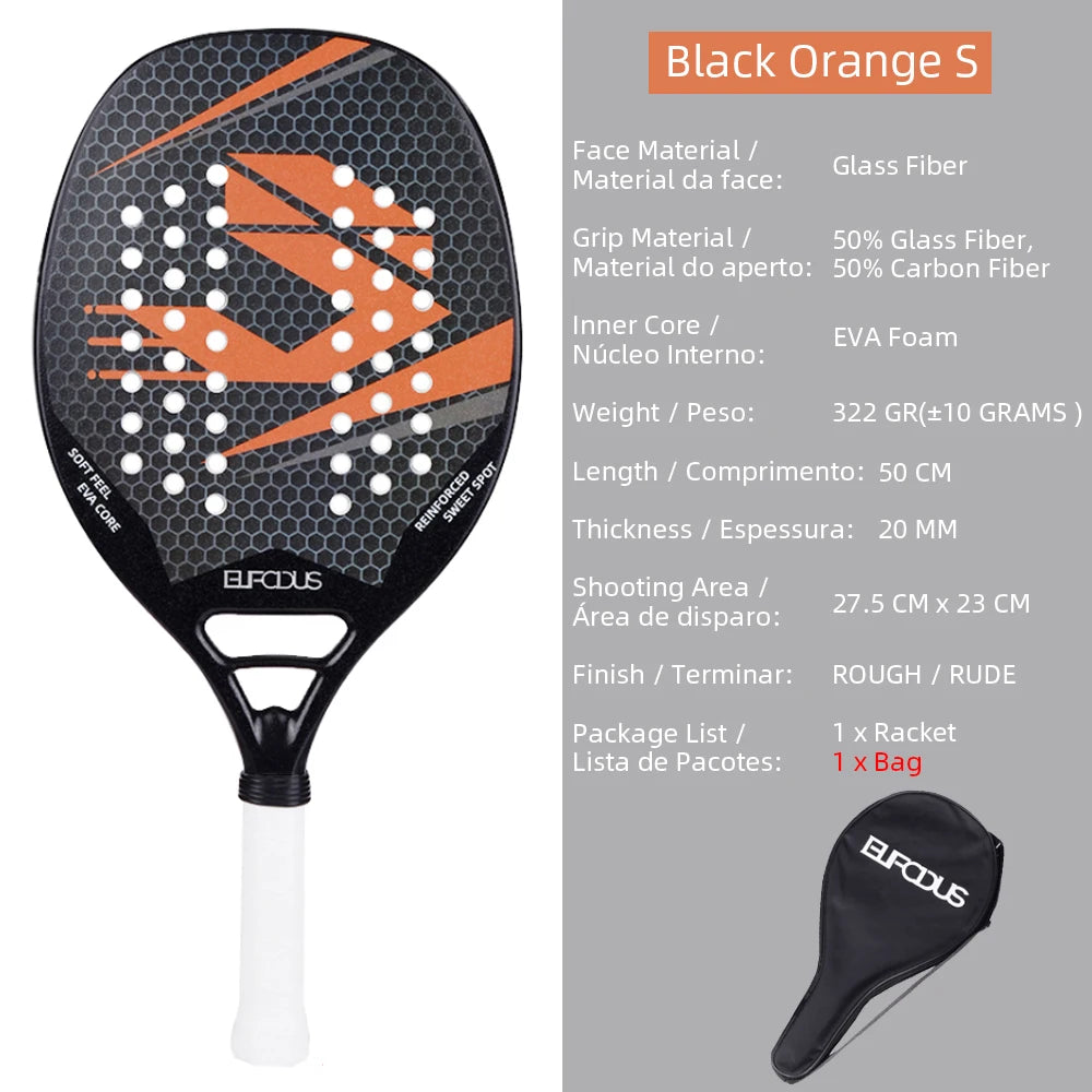 High Quality 3K Carbon and Glass Fiber Beach Tennis Racket Soft Face Tennis Racquet with Protective Cover Ball