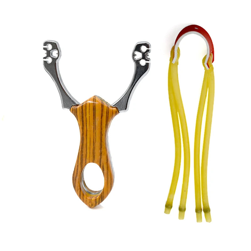 Metal Slingshot High Precision Powerful Bow Catapult with Round Rubber Band for Outdoor Hunting Shooting Game Entertainment New
