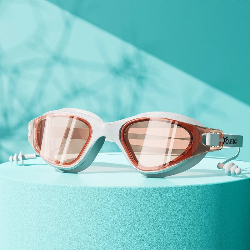 HD Anti-fog Swimming Goggles with Earplugs Adult Men Women  Leak Proof Adjustable high-quality Silicone Swim Protection EYEWEAR