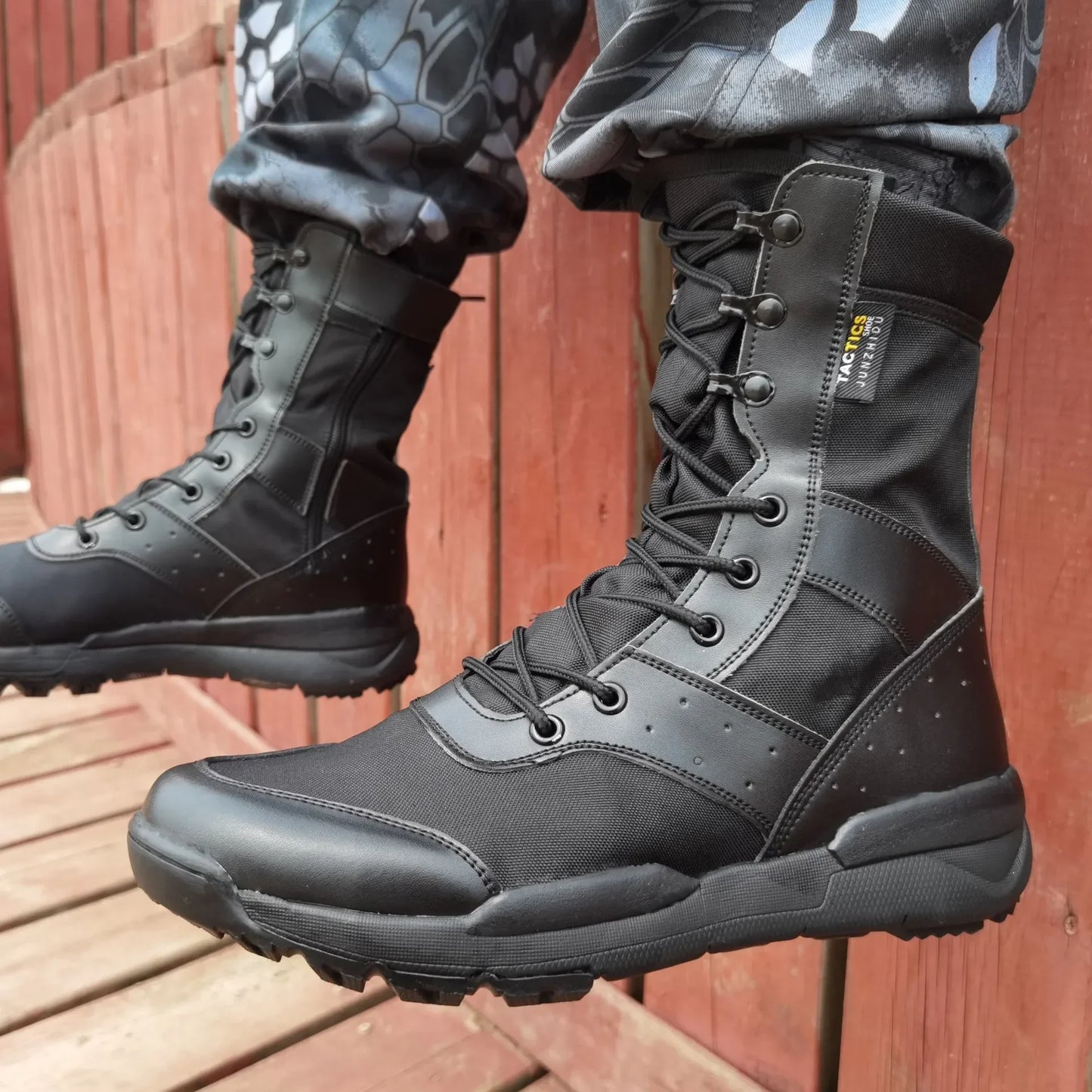 Waterproof Lace Up Tactical Boot Fashion Mesh Motorcycle Men's Work Shoes 47 48 Light Men Combat Ankle Boots