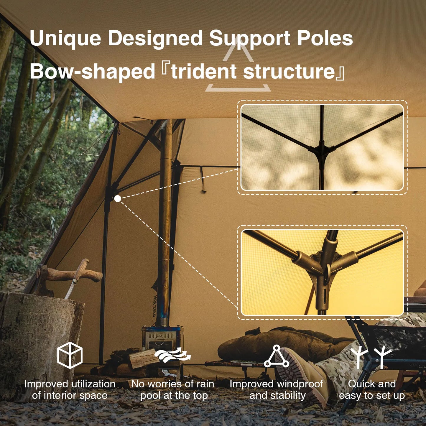 OneTigris Scarecrow Hot Tent Lightweight 2 Persons Shelter Tents with Stove Jack for Bushcrafters Survivalists Camping Hiking