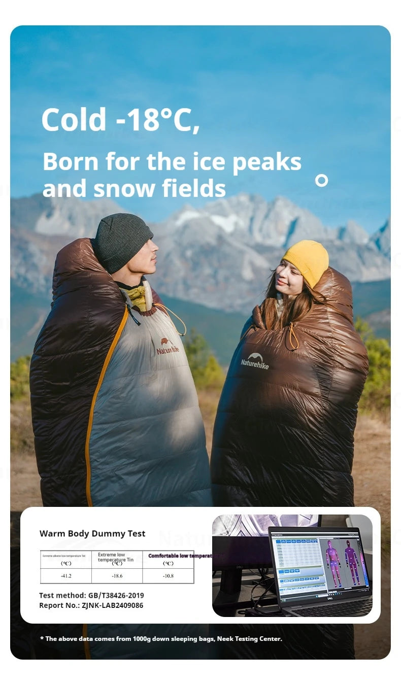 Naturehike Snowbird Sleeping Bag 650FP Duck Down Winter Warm Outdoor Camping Ultralight Hiking Mummy Sleeping Bag -18.6°C~3.8°C
