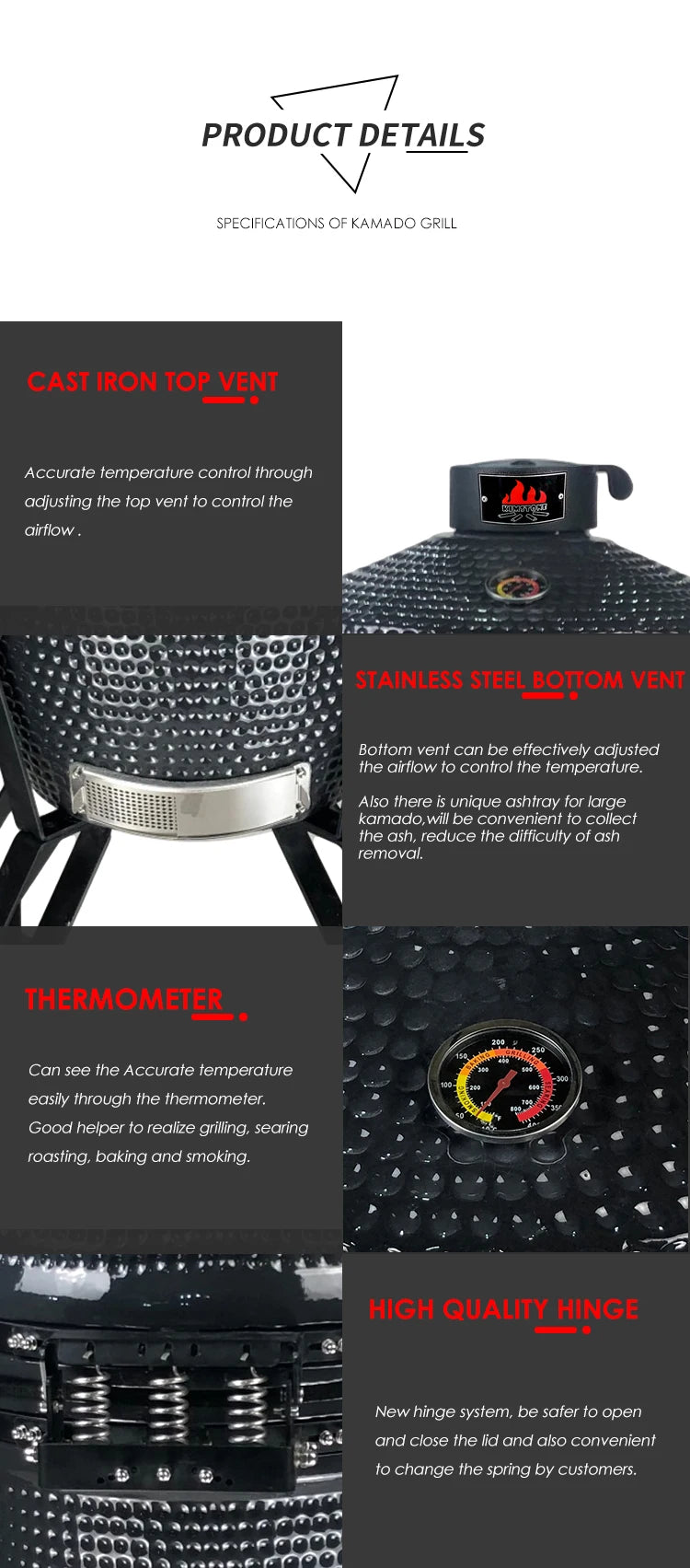 High Quality Kamado 23 Inch Charcoal Kamado Bbq Grill For Outdoor Barbecue Ceramic Bbq Grill