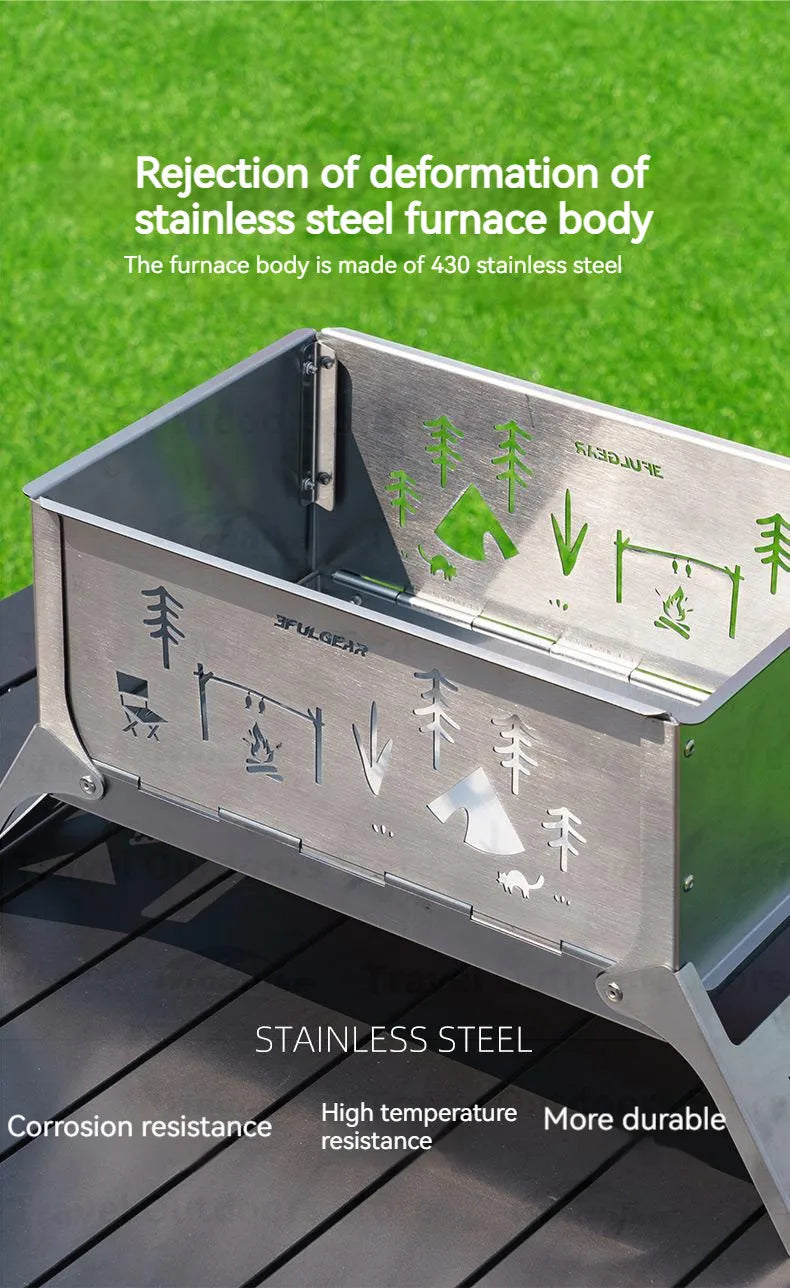 3F UL GEAR Camping Folding Firewood Stove All-In-One Style Tabletop BBQ Furnace 2.2kg Ultralight Outdoor Cooking Equipment Oven