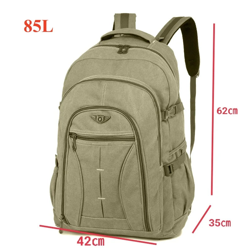 55L 70L Canvas Sports Backpack Men Outdoor Hiking Camping Travel Bag Luggage Rucksack Large Capacity Climbing Tactical Backpack