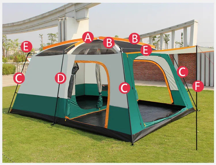 Outdoor Camping Tent Portable Rainproof Mosquito Proof Double Layer Tent 3-5 People One Bedroom One Hall Small Size Tent