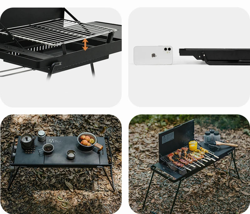 Naturehike Camping Portable Foldable Barbecue Grill Outdoor Mini Camping Grilling Rack 2-speed Adjustable Fire Mini BBQ Table