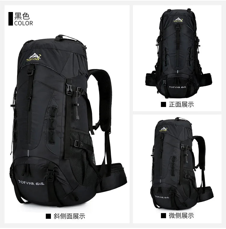 2025 cross-border outdoor hiking bag shoulder hiking sports bag waterproof bag backpack large capacity polyester backpack a001