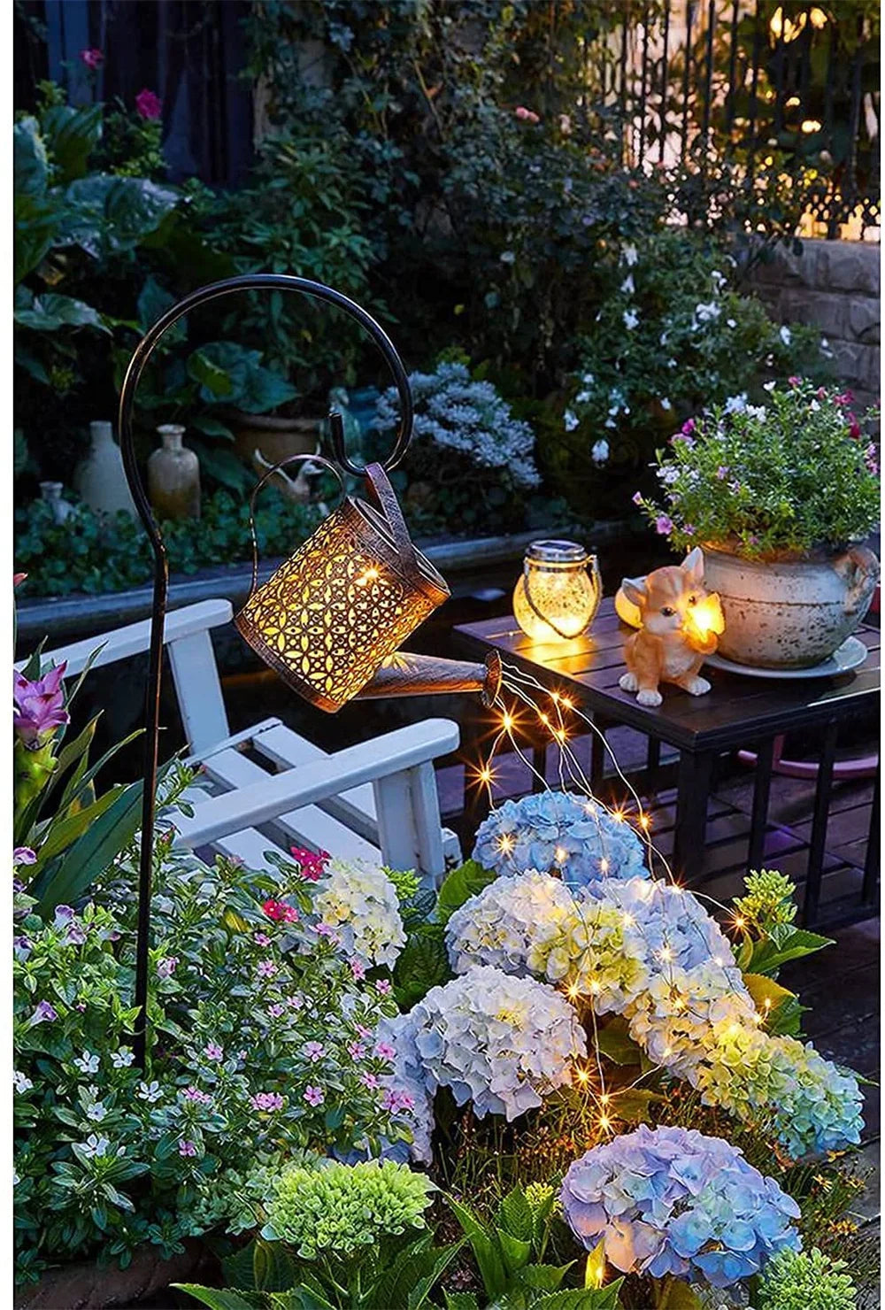 LED Solar Lights Outdoor Watering Can Light Hanging Waterfall Decor Yard Porch Lawn Outdoor Solar Garland Lights Waterproof