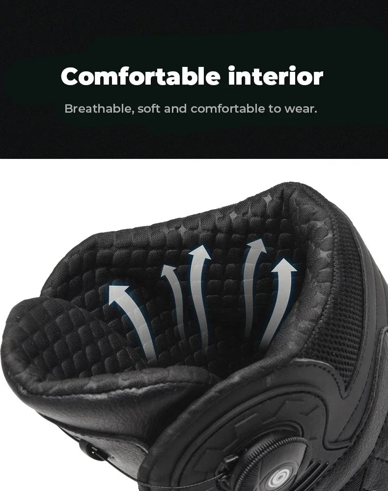 Motorcycle  Ankle Boots Racing Shoes Men Riding Durable Anti-Slip Grip Anti-kick protection Quick Lock moto Equipment Motorbike