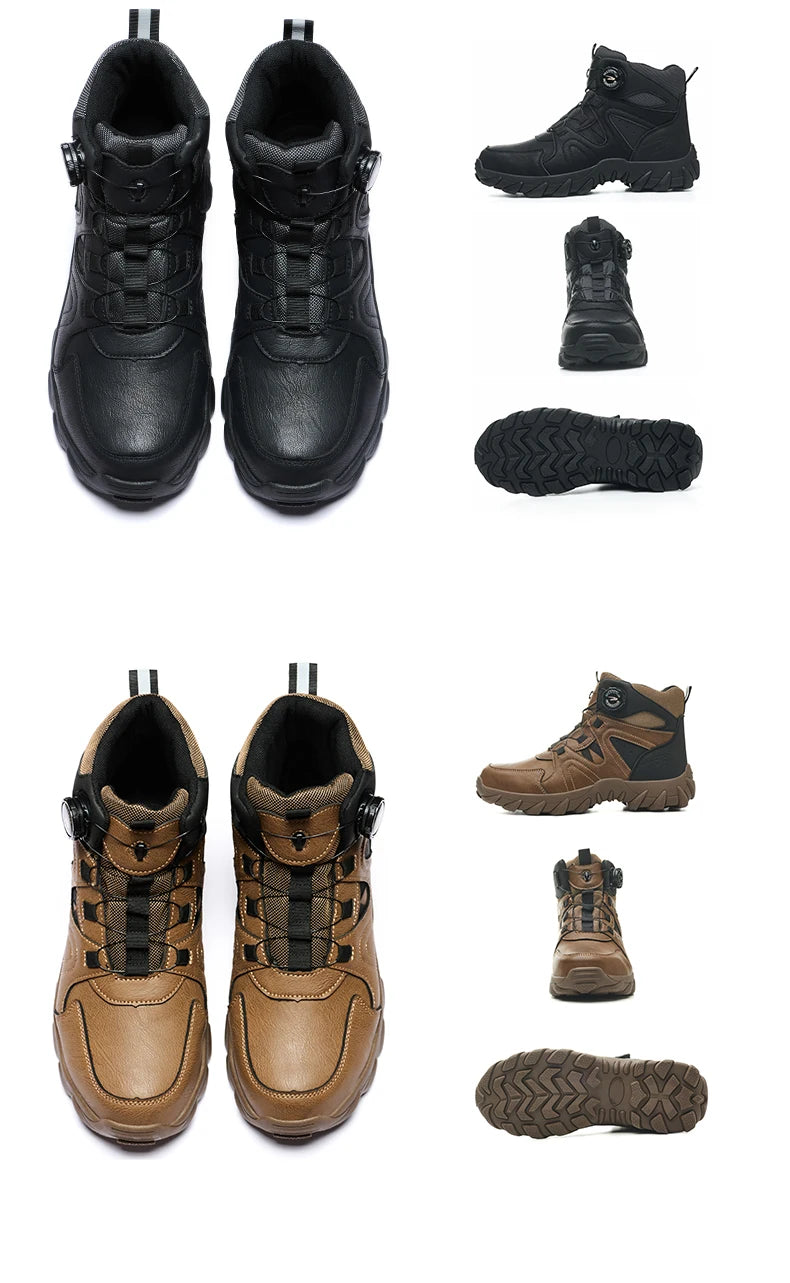 Rotating button Safety Boots Men Outdoor tactical boots Indestructible shoes Puncture-Proof Work Boots Steel toe shoes Sneakers