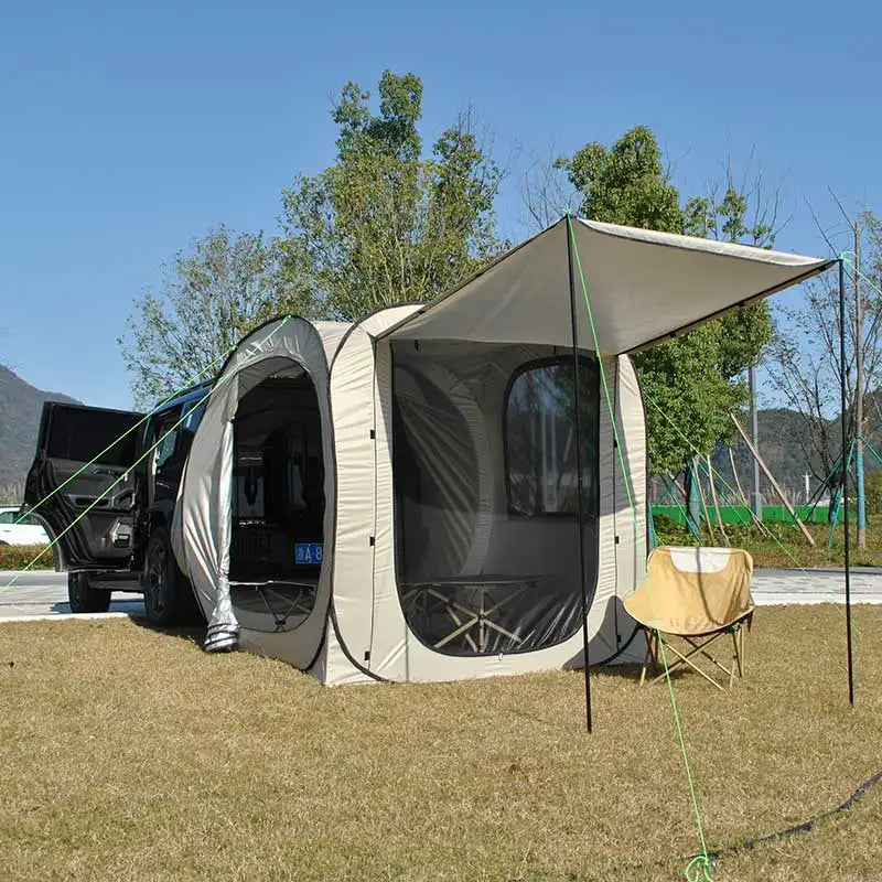 Pop-up SUV Camping Tent: 4 Person Instant Easy Setup Family Tent Connected to Vehicles to Achieve the Freedom of Heat&Cooling