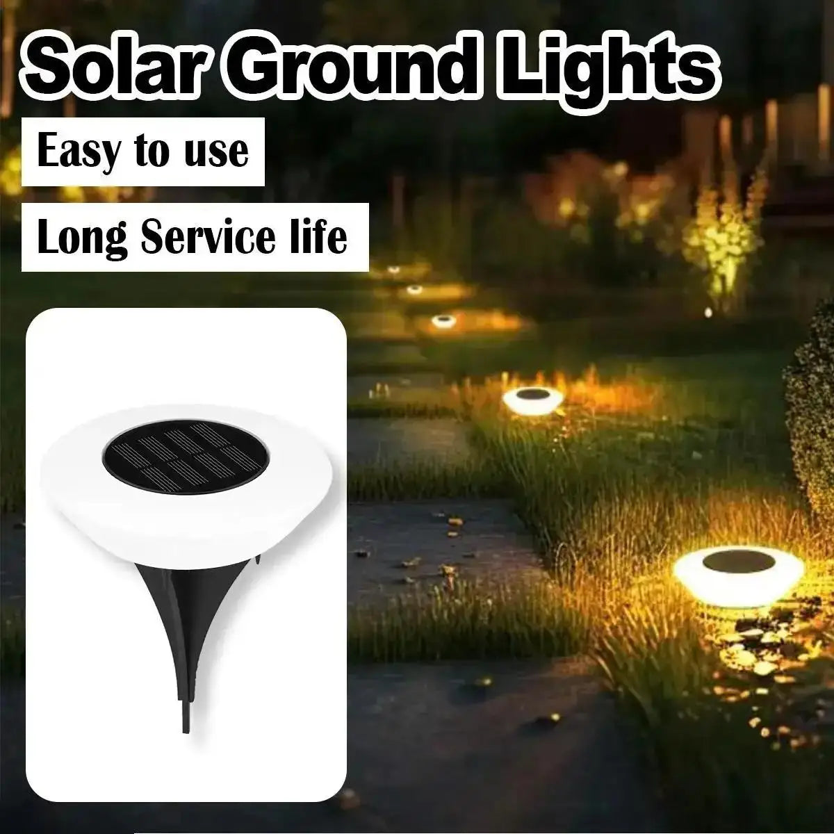Solar Ground Light Lamp Outdoor Rechargeable Led Waterproof Park Landscape Floor Garden Lamps Decorative Powered Decoration Lawn