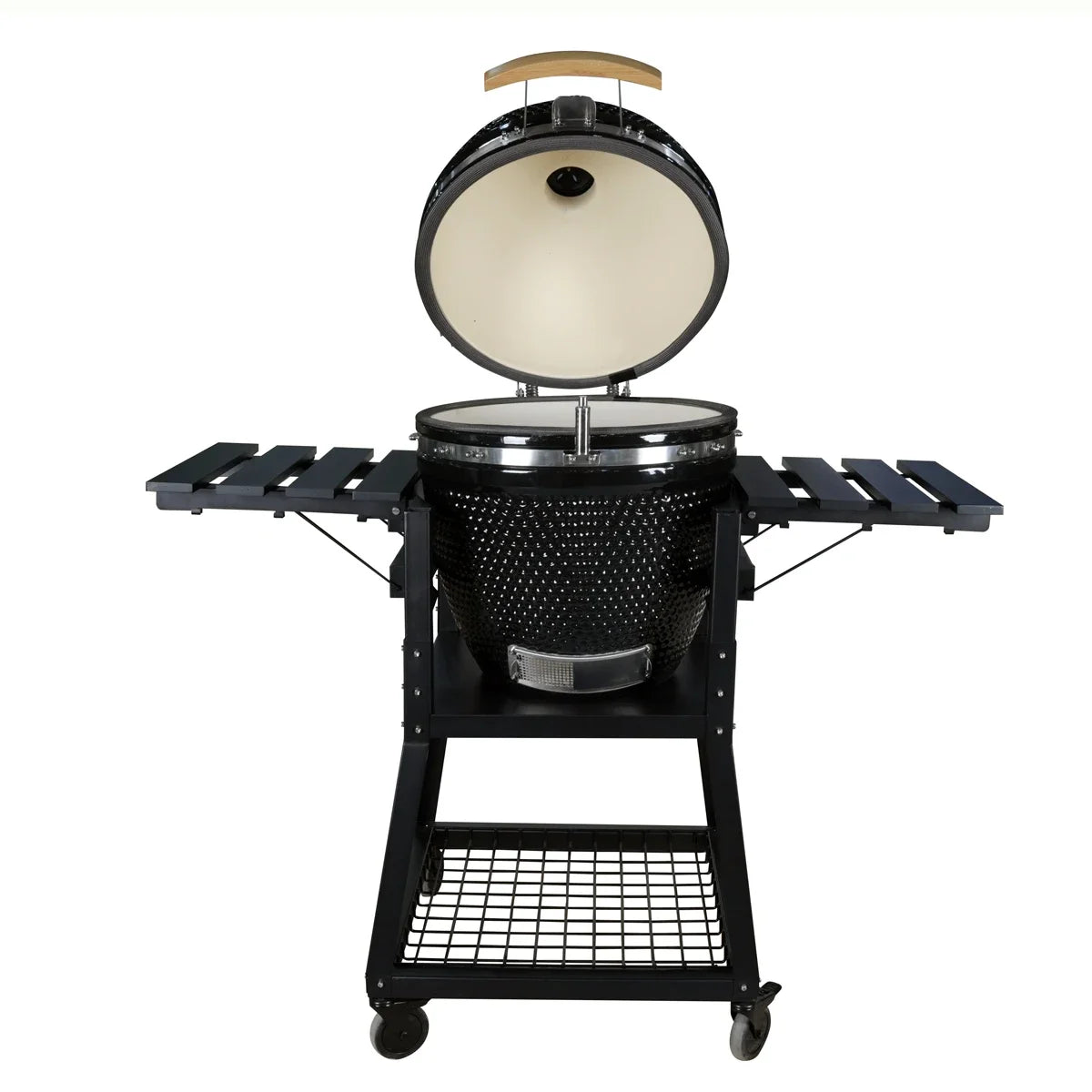 21-Inch Indoor/Outdoor Kamado  Ceramic Grill Oval Egg BBQ with Steel Iron Garden Camping  Ceramic BBQ