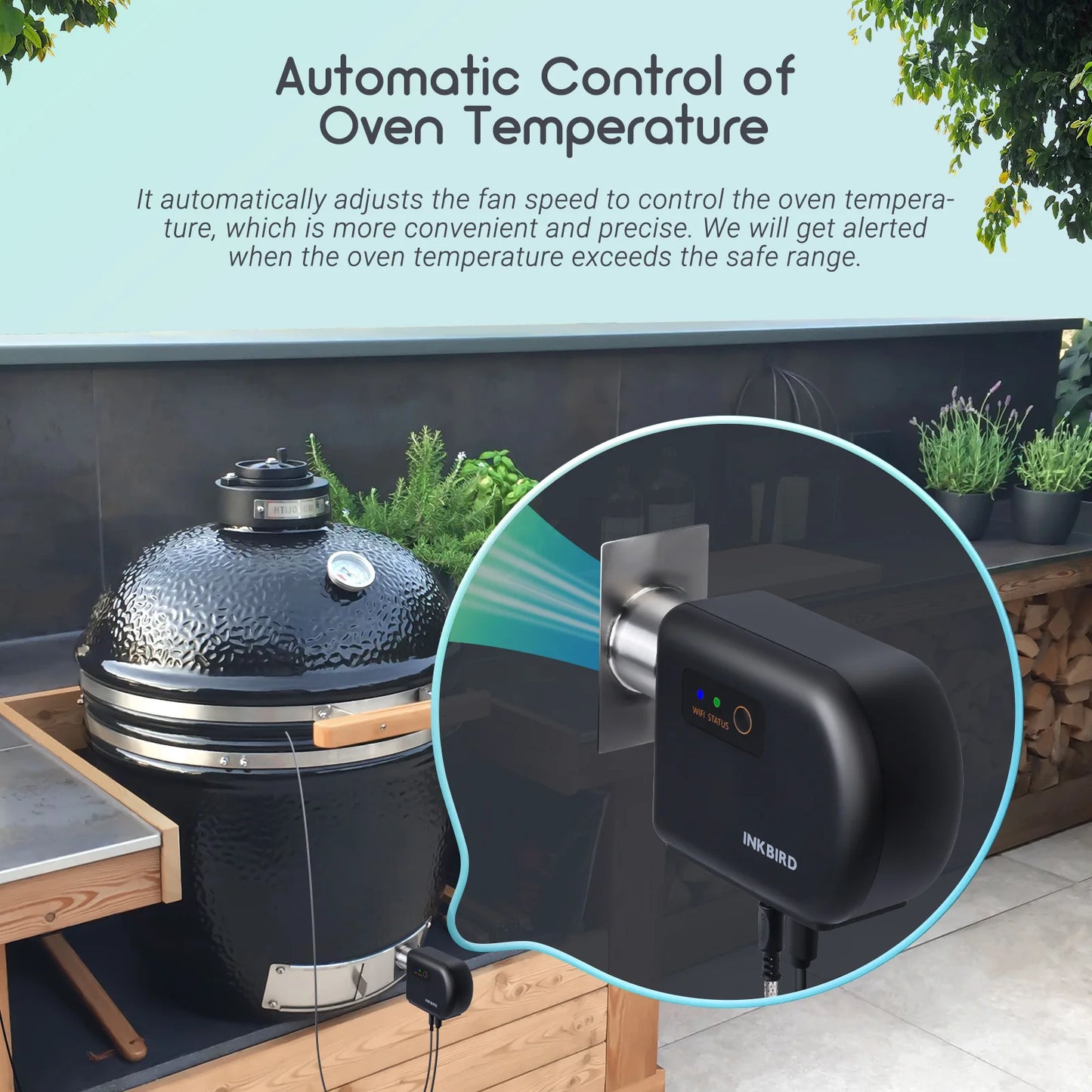INKBIRD Oven Temperature Controller WiFi Bluetooth Automatic Smoker for Big Green Egg,Kamado Joe,Primo,Vision Grill,Akorn Kamado