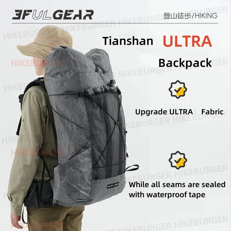 3F UL GEAR Tianshan ULTRA 200X Backpack 35+10L Outdoor Ultralight UHMWPE Bag Waterproof Tear Resistance Camping Hiking Pack 960g