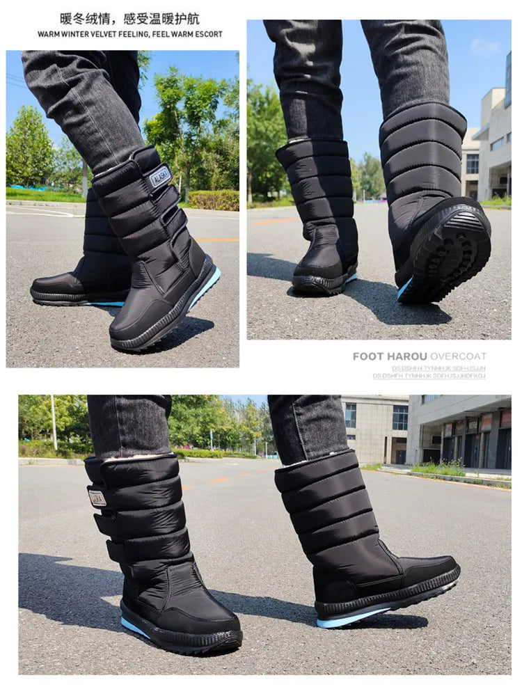 Winter Thick Men Snow Boots High Top Warm Cotton Shoes Lightweight Slip Resistant Camouflage Outdoor Boots