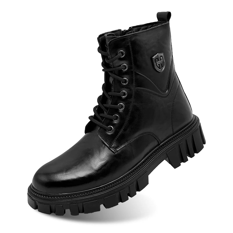 High Quality Brand Men's Leather Casual Shoes Outdoor Workwear Shoes Thick Soled Wear-resistant Men's Motorcycle Boots Handsome