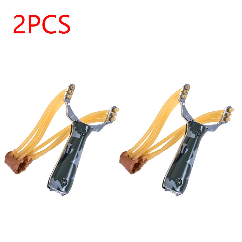 5-1PCS Camouflage Metal Powerful Slingshot Professional Rubber Elastic Band Catapult  Tape Outdoor Shooting Hunting Accessories