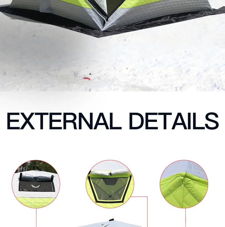 Winter Fishing Tent Ice Fishing Tent Cotton Clip Thick Insulation Windproof Snow Shelter Camping for 2-3 People Pop Up Tent