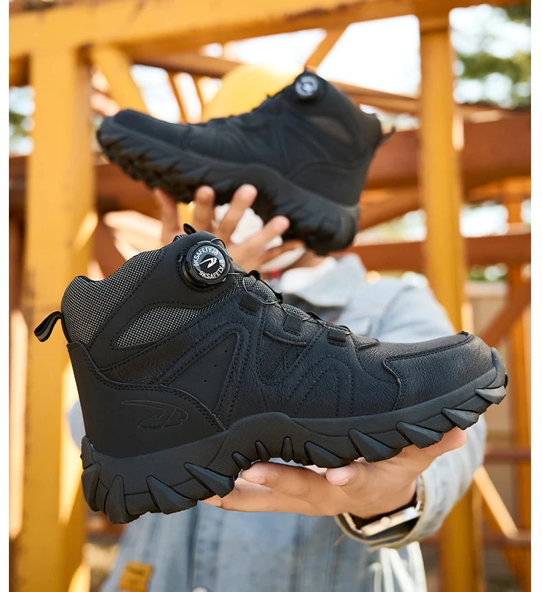 Rotating button Safety Boots Men Outdoor tactical boots Indestructible shoes Puncture-Proof Work Boots Steel toe shoes Sneakers