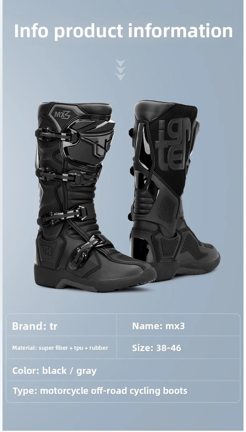 TR tiger MX3 Motorcycle Off-Road Boots Anti-fall Lindau ADV Rally Activity shaft Riding boots High Top Adult
