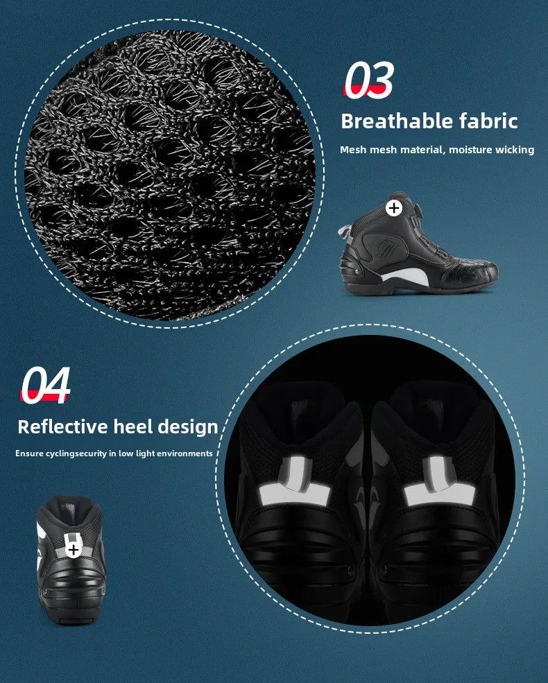 Motorcycle Cycling Shoes with Lock Motorcycle Boots Mountain Bike Racing Fall-proof Summer Waterproof Breathable Casual Boots