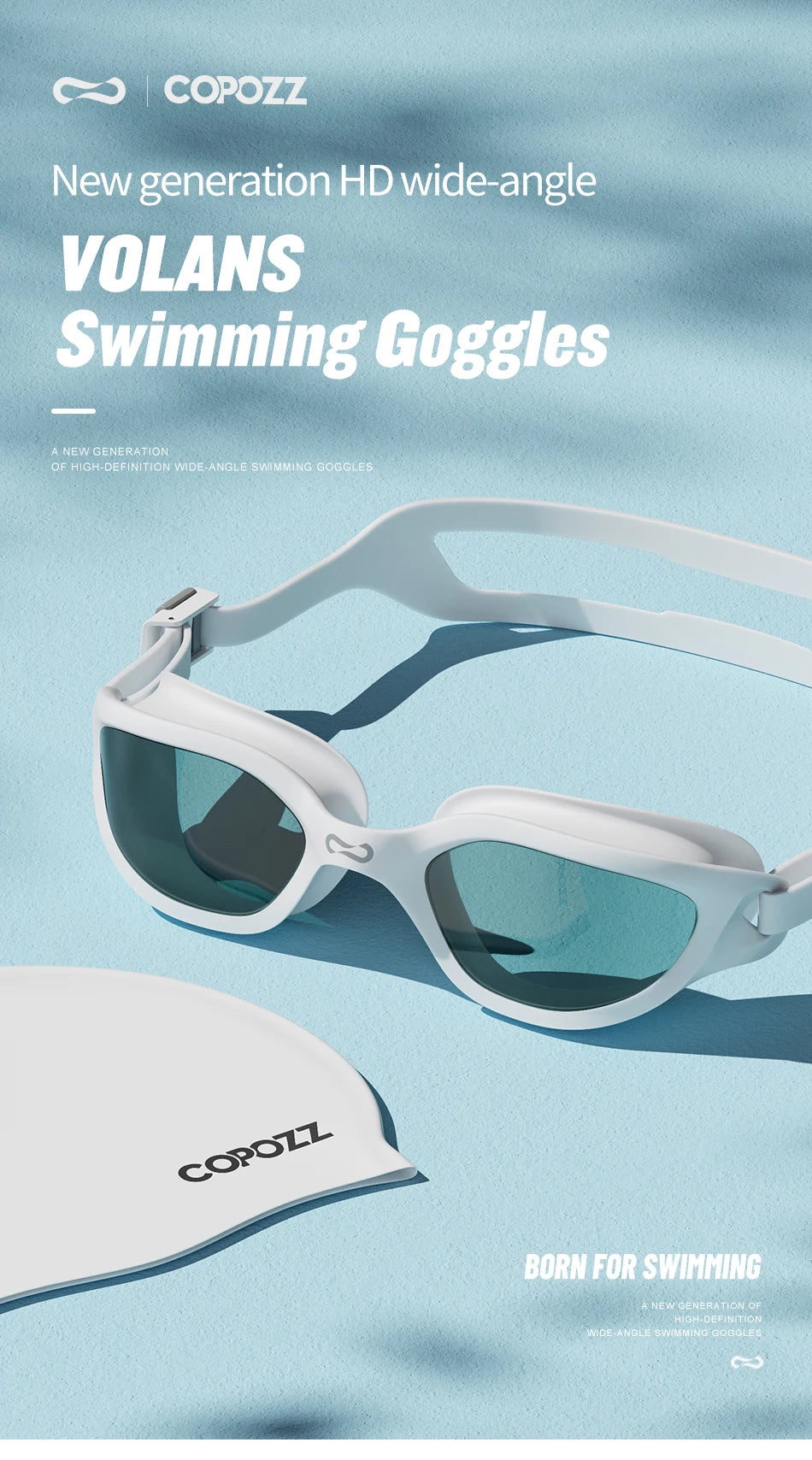 Copozz Swimming Goggles Waterproof VISTEX Anti Fog Mirrored Adjustable Silicone Swim Glasses Professional Swim Equipment Eyewear