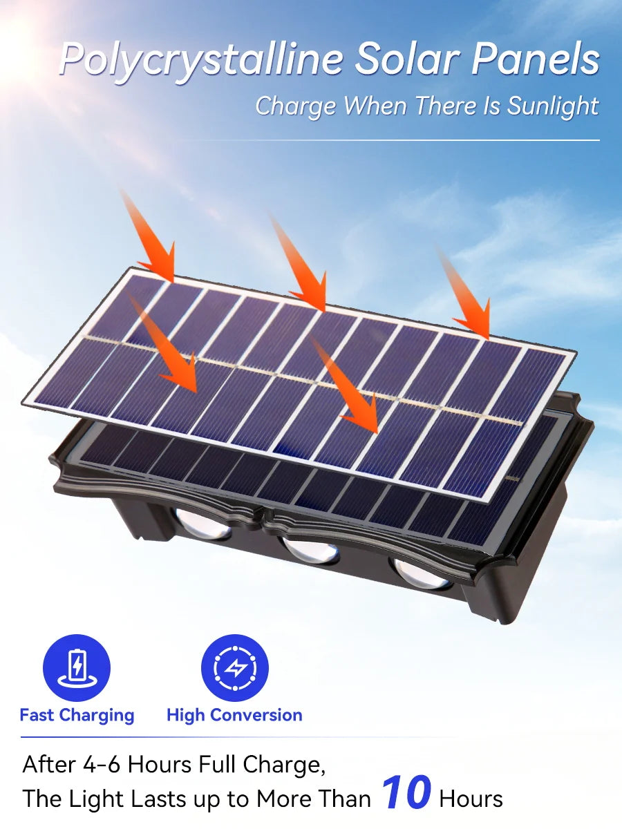 Solar Wall Lamp Outdoor Warm Light Waterproof Up And Down Luminous Lighting Balcony Yard Garden Decoration Lights Exterior Wall