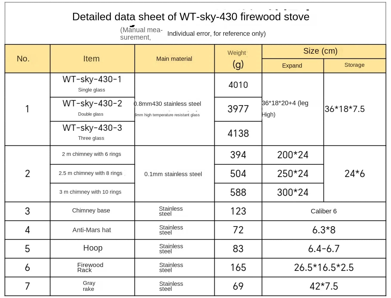 WT-Sky-430 Folding Fireplace Multifunctional Wood Stove Secondary Air Intake Outdoor Camping Heating Stove