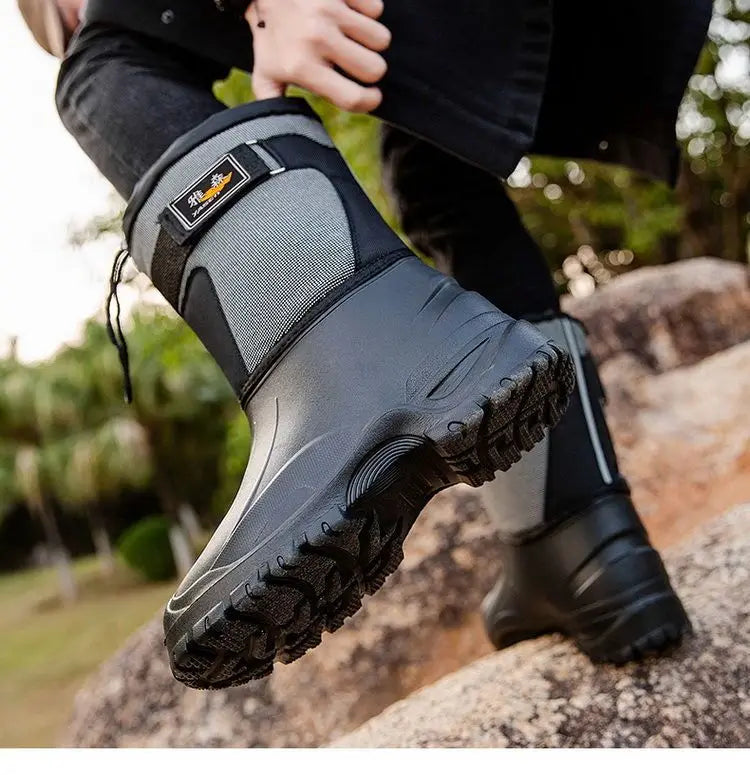 Work Boots for Men Waterproof 2024 Spring New Non-slip Fishing Boots Comfortable Farm Men Boots Winter Plus Cotton Rain Shoes
