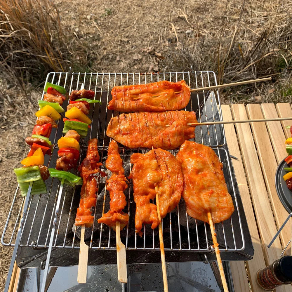 Camping Wood Stove Brazier Camping Fire Wood Heater Portable Folding Hike Barbecue BBQ Charcoal Grill Stand