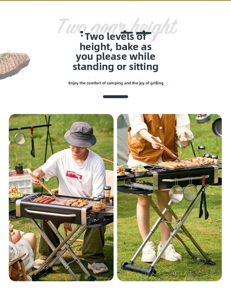 Foldable Charcoal Barbecue Grill Outdoor Portable Large BBQ Stove for Home