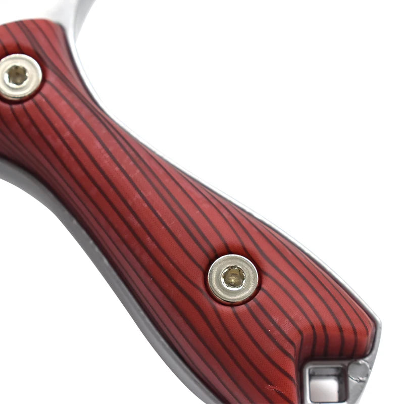 Stainless Steel Wood Patch Metal Slingshot Rapid Shooting Precision Hunting Field Portable Equipment with Lanyard and Laser