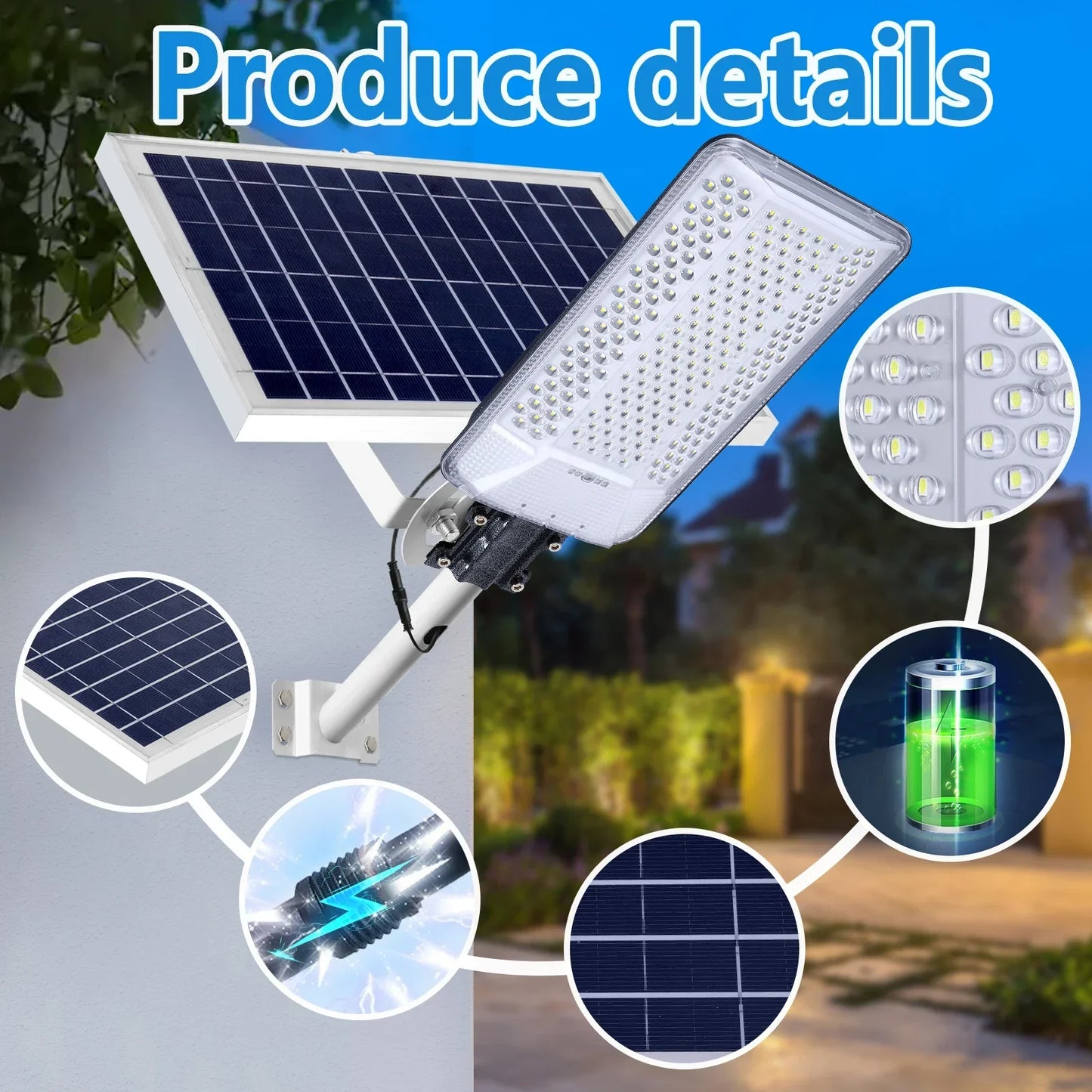 Solar Lights Outdoor 10000mah Aluminum Wall Lamp Powerful LED for Sunlight Lighting Garden Waterproof Street Light